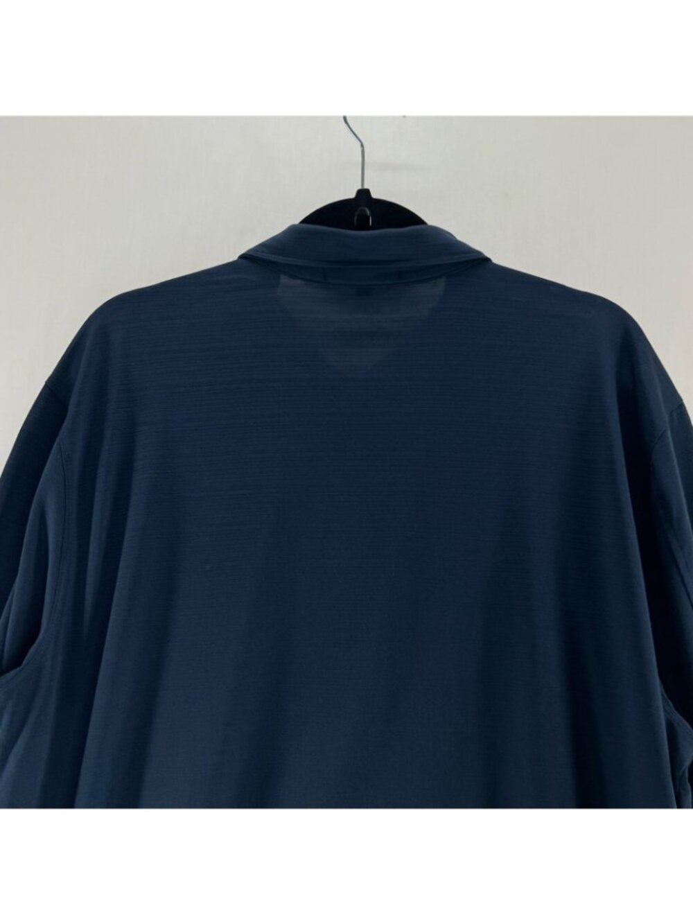 Robert Barakett Shirt Men 2XL Textured Slub Long Sleeve Button Up Knit Navy Blue - Picture 8 of 10